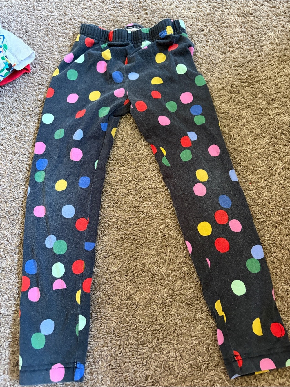 Hanna Andersson Black Leggings with Multicolor Polka Dots